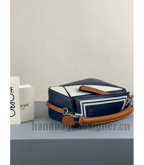 Loewe Dark Blue/White Original Calfskin Leather Mini Puzzle Bag-5