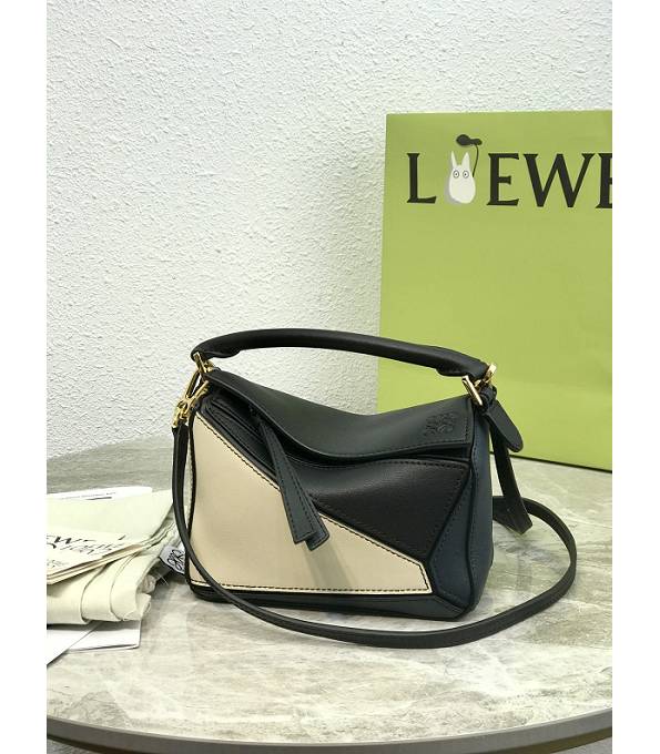 Loewe Dark Blue/White Original Calfskin Leather Mini Puzzle Bag