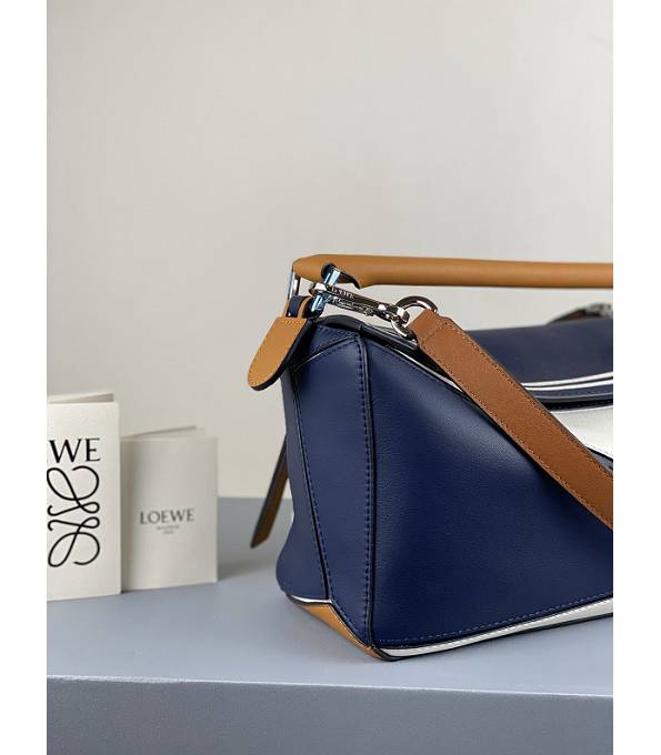 Loewe Dark Blue/White Original Calfskin Leather Small Puzzle Bag-1