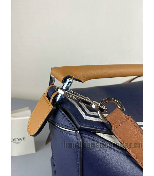 Loewe Dark Blue/White Original Calfskin Leather Small Puzzle Bag-2