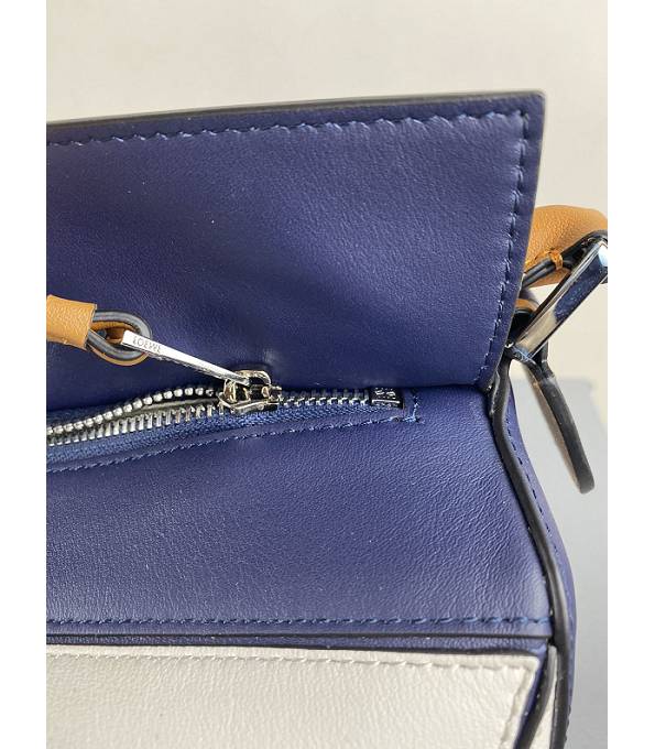 Loewe Dark Blue/White Original Calfskin Leather Small Puzzle Bag-6