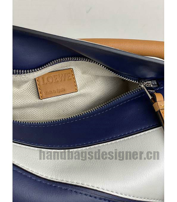 Loewe Dark Blue/White Original Calfskin Leather Small Puzzle Bag-7
