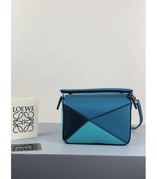 Loewe Dark Lake Blue Original Calfskin Leather Mini Puzzle Bag-3