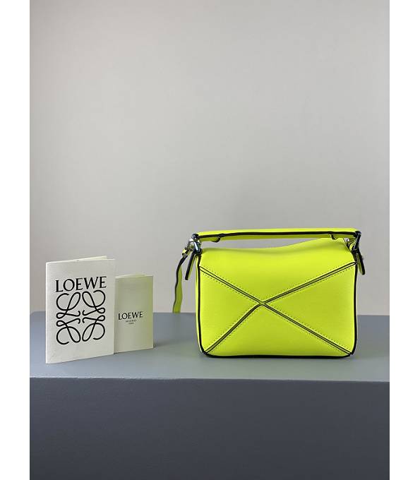 Loewe Fluorescent Yellow Original Calfskin Leather Mini Puzzle Bag-3
