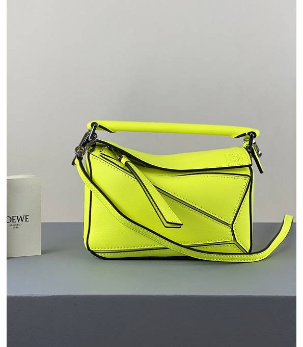 Loewe Fluorescent Yellow Original Calfskin Leather Mini Puzzle Bag