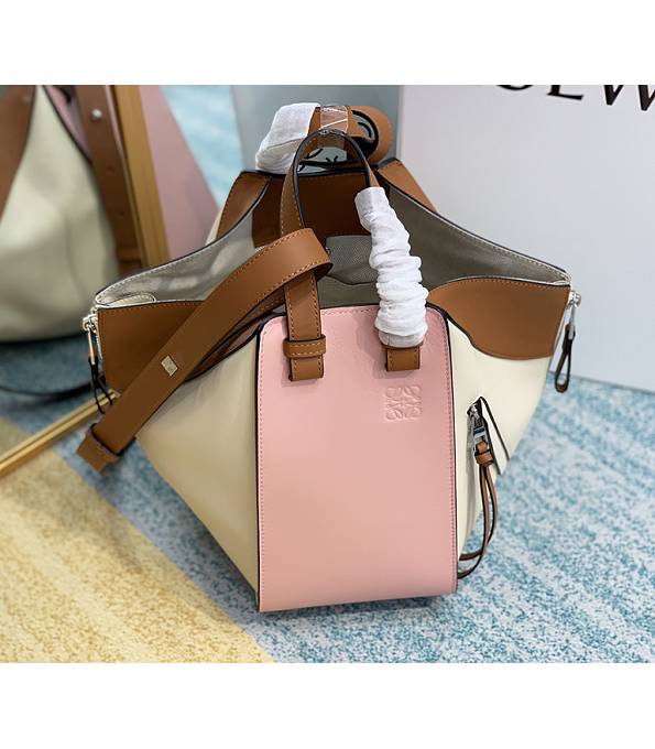 Loewe Hammock Pink/White Original Calfskin Leather Medium Tote Handbag