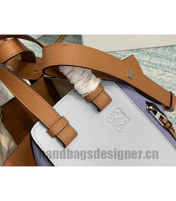 Loewe Hammock White/Purple Original Calfskin Leather Medium Tote Handbag-5