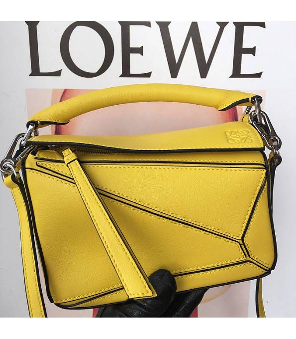 Loewe Lemon Yellow Original Calfskin Leather Mini Puzzle Bag