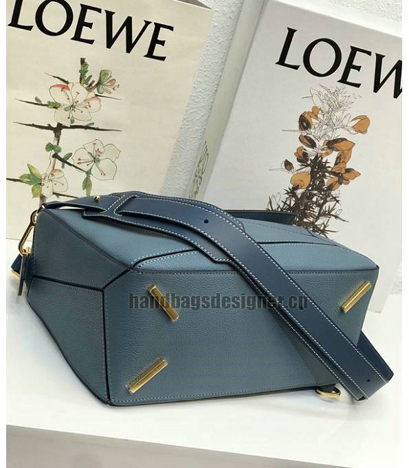 Loewe Light Blue Original Litchi Veins Calfskin Leather Medium Puzzle Bag-3
