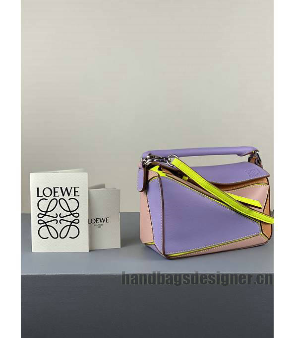 Loewe Light Purple/Apricot Original Calfskin Leather Mini Puzzle Bag-2