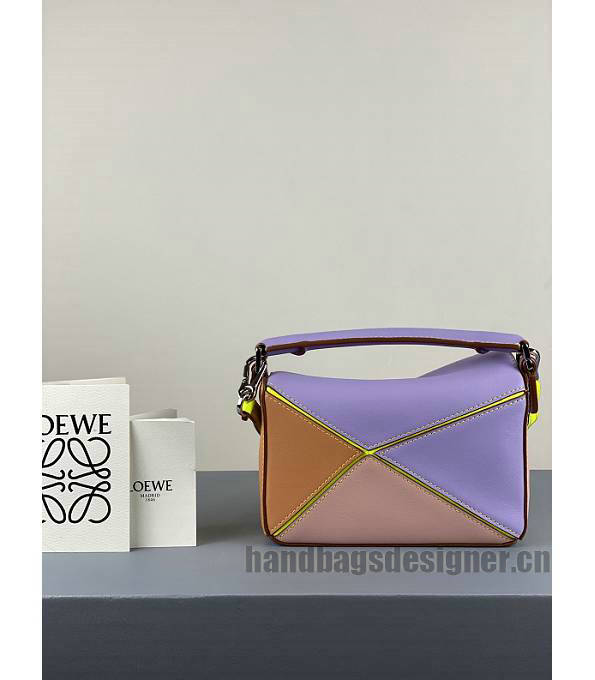 Loewe Light Purple/Apricot Original Calfskin Leather Mini Puzzle Bag-4