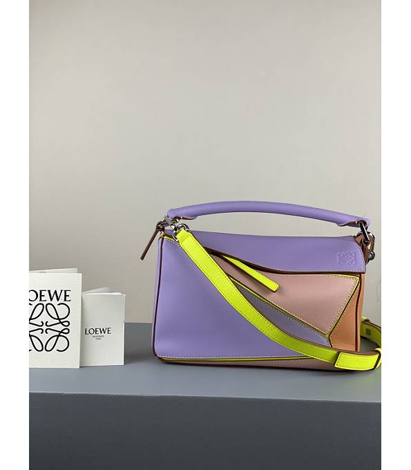 Loewe Light Purple/Apricot Original Calfskin Leather Small Puzzle Bag-1