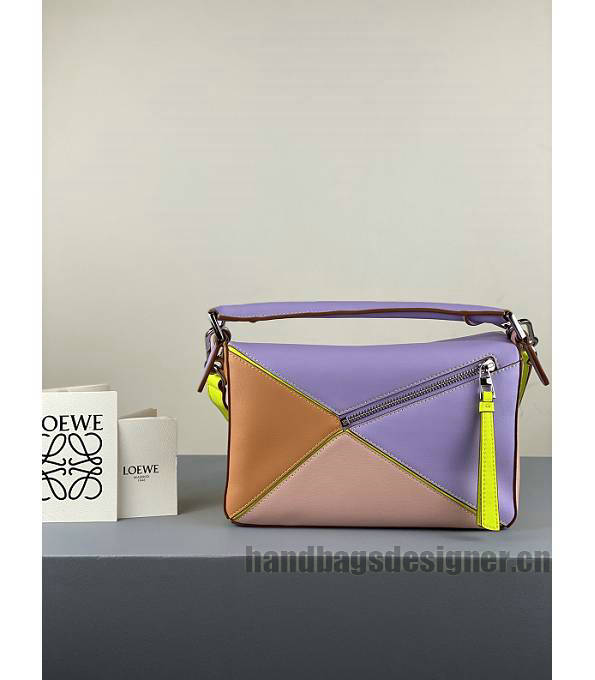 Loewe Light Purple/Apricot Original Calfskin Leather Small Puzzle Bag-4