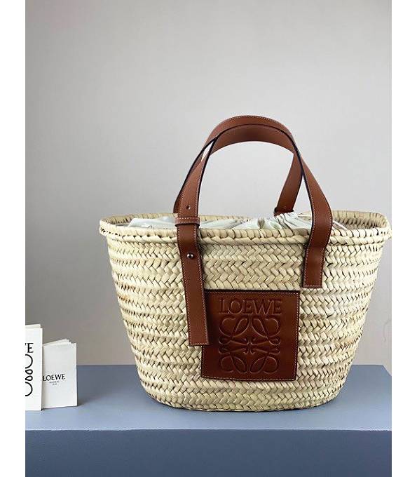 Loewe Palm Leaf With Brown Original Calfskin Leather Basket Bag