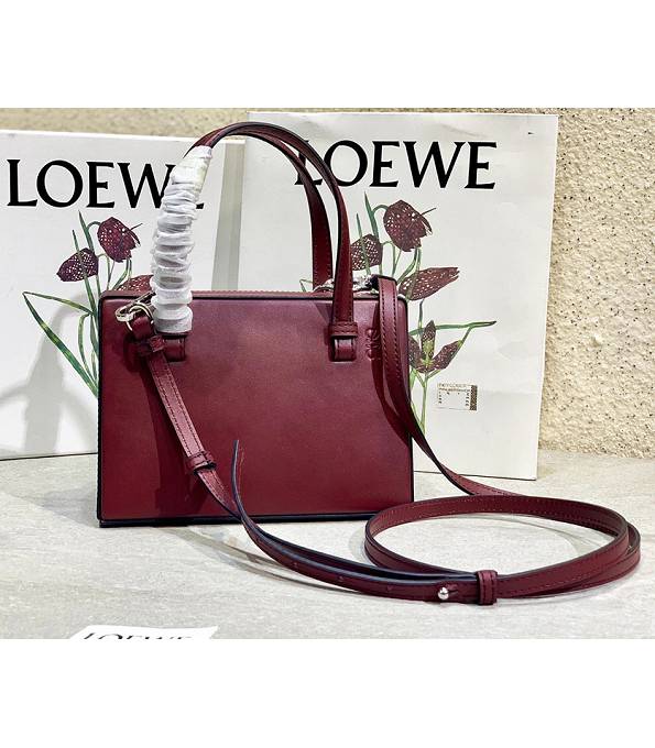 Loewe Postal Wine Red Original Calfskin Leather Medium Top Handle Bag