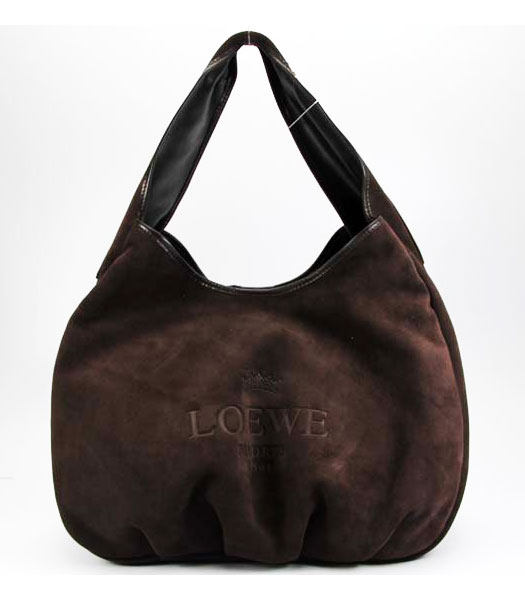 Loewe Scrubing Leather Tote Bag Dark Coffee