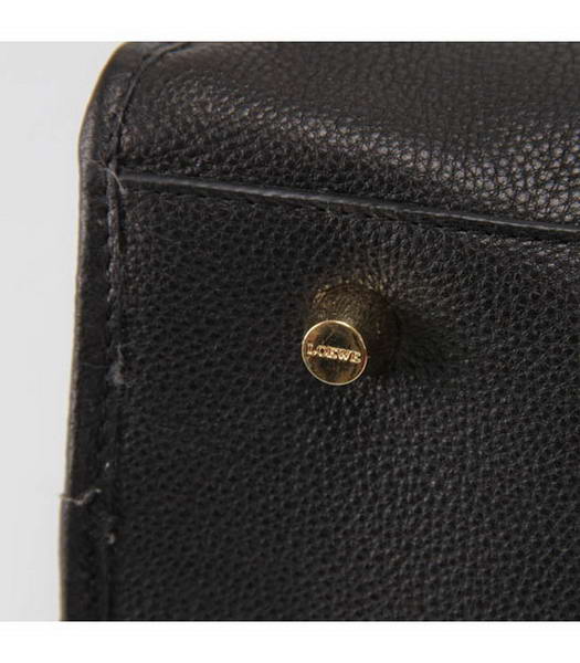 Loewe Small Tote Handbags Black Calfskin Veins Leather-6