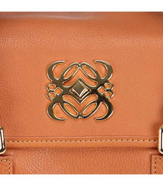 Loewe Small Tote Handbags Dark Apricot Calfskin Veins Leather-6