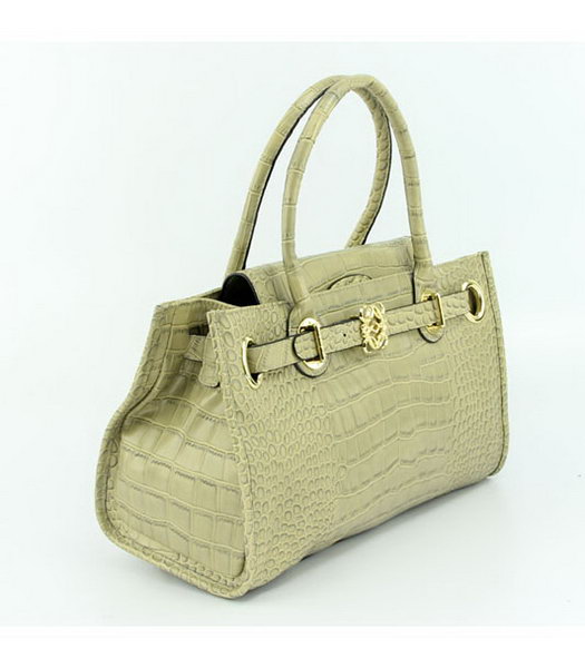 Loewe Tote Handbags Apricot Leather Crocodile Veins with PU Lining-1