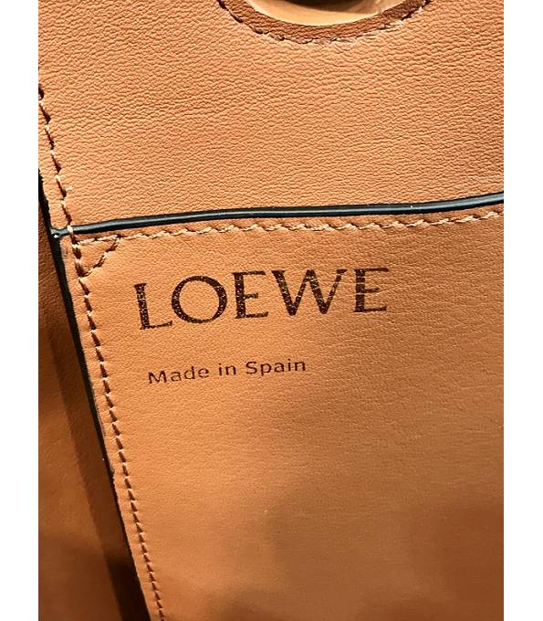 Loewe White Canvas With Brown Original Leather Small Anagram Tote Bag-8