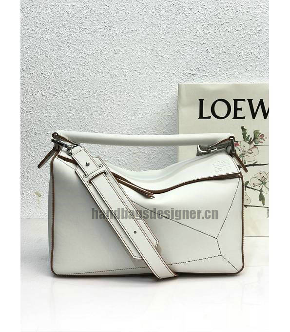 Loewe White Original Calfskin Leather Medium Puzzle Bag-2