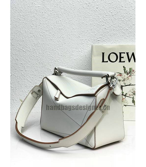 Loewe White Original Calfskin Leather Medium Puzzle Bag-3
