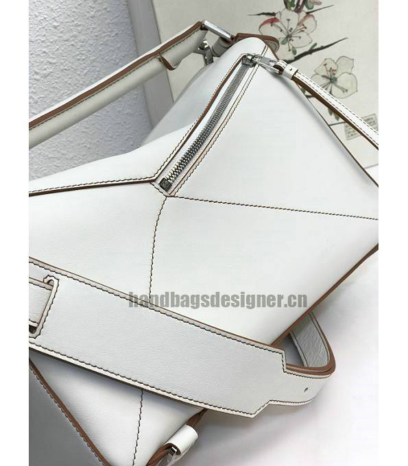 Loewe White Original Calfskin Leather Medium Puzzle Bag-4