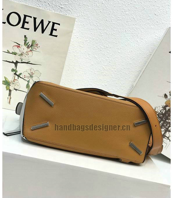 Loewe White/Yellow Original Litchi Veins Calfskin Leather Medium Puzzle Bag-3