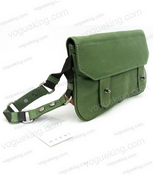 Marni Clutch Bag Green Nappa Leather Wristlet-2