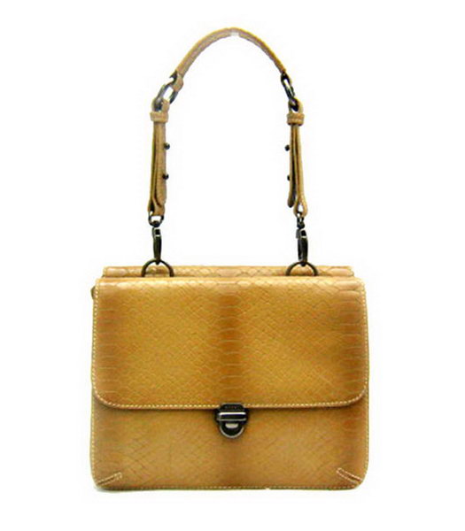 Marni Croc Leather Flap Handbag Apricot