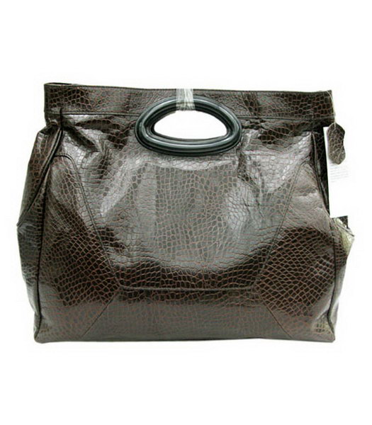Marni Dark Coffee Python Veins Leather Large Handbag