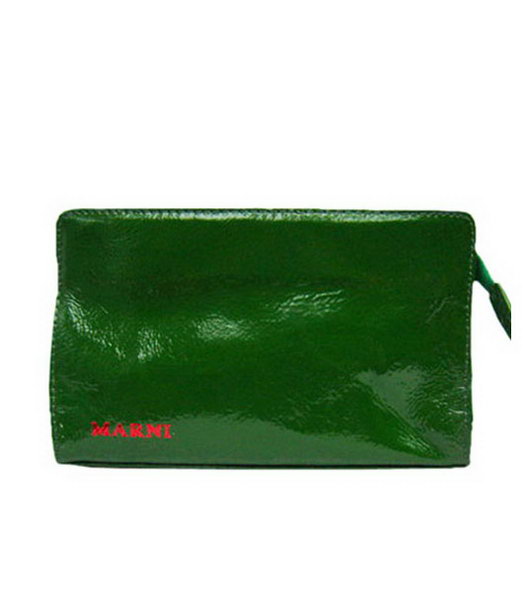 Marni Patent Leather Clutch Green