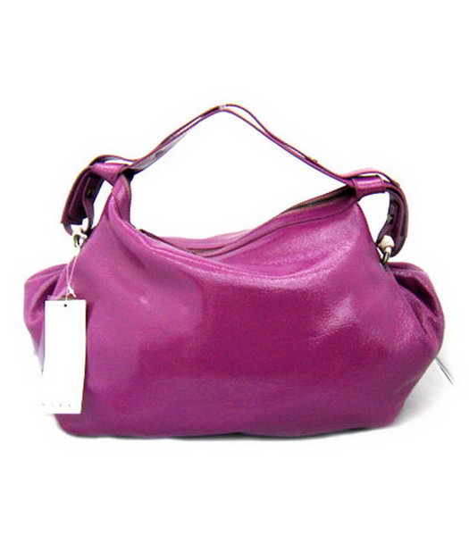Marni Purple Shiny Leather Shoulder Hobo Bag