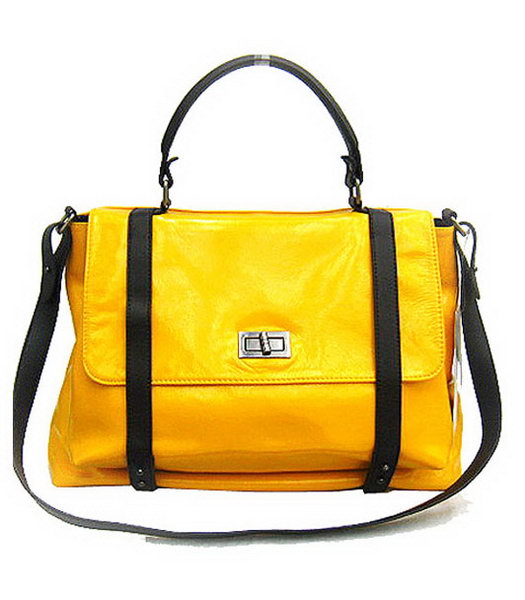 Marni Shiny Leather Handle Bag Yellow