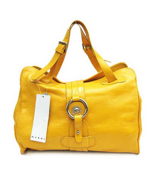 Marni Shiny Leather Shopping Bag Yellow
