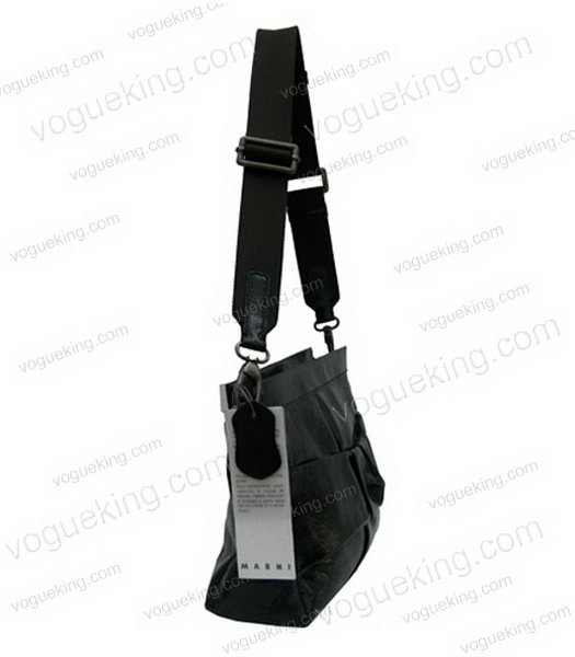 Marni Shiny Leather Shoulder Bag Black-2