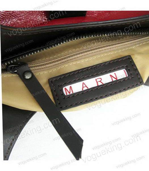 Marni Shiny Leather With Rugosity Hobo Bag Red-5