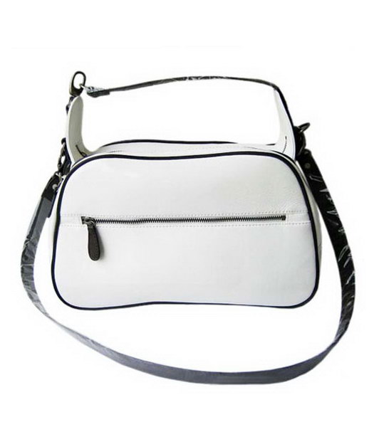 Marni Shiny Leather With Rugosity Zip Shoulder Bag White