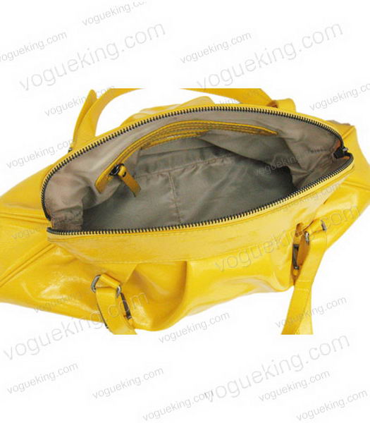 Marni Shiny Leather Yellow Zipper Handbag-3