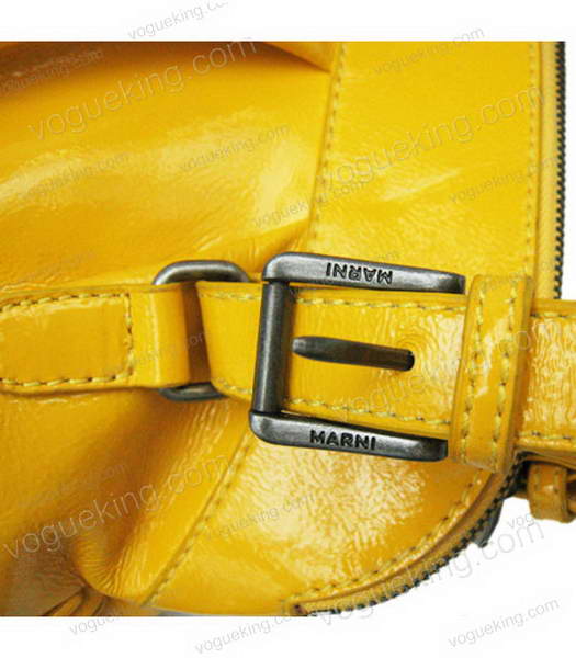 Marni Shiny Leather Yellow Zipper Handbag-4