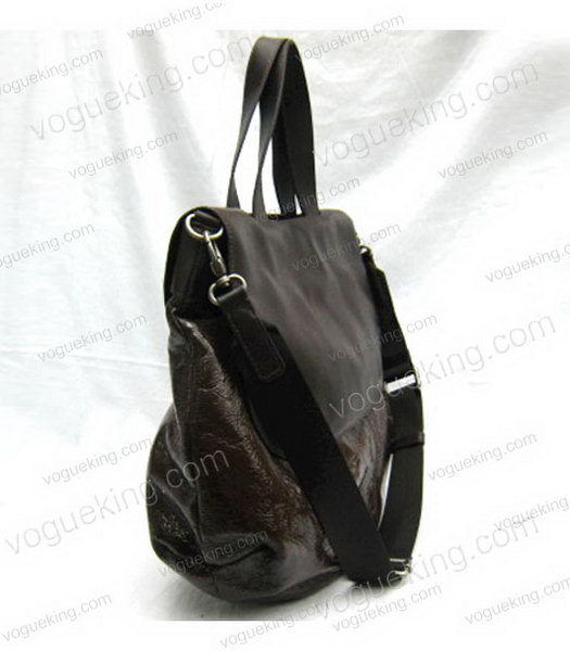 Marni Shiny Nappa Leather Flap Handle Bag Dark Coffee-2