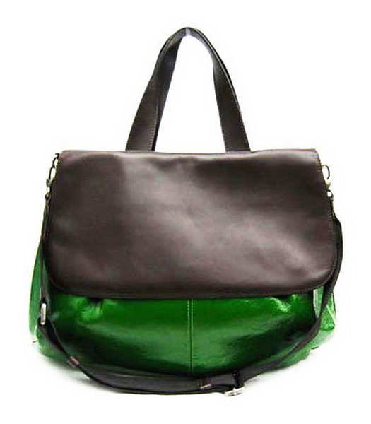 Marni Shiny Nappa Leather Flap Handle Bag Green