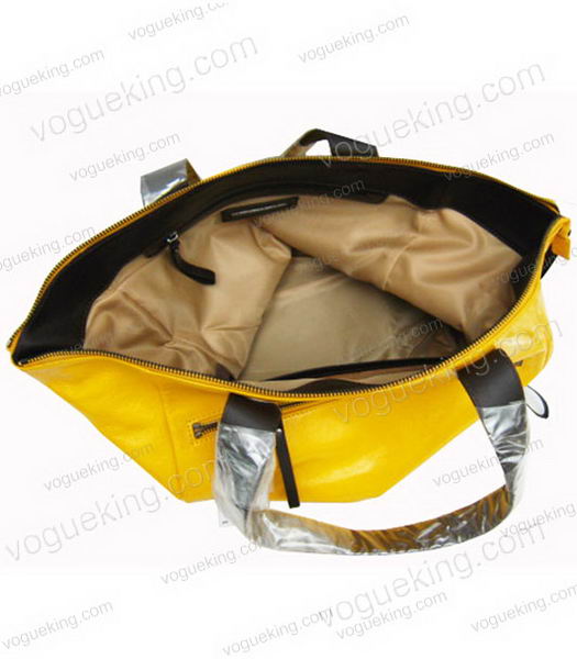 Marni Shiny Nappa Yellow Leather Shoulder Tote Handbag -3