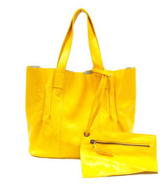 Marni Tote Shoulder Bag Yellow Leather