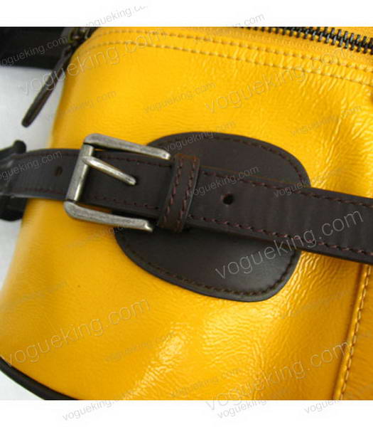 Marni Zip Textured Bag With Yellow Patent Leather-4