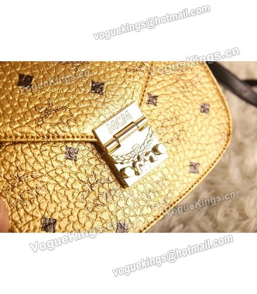 MCM Latest Design Gold Leather Small Shoulder Bag-5