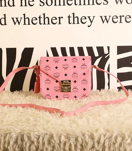 MCM Latest Design Pink Leather Small Shoulder Bag