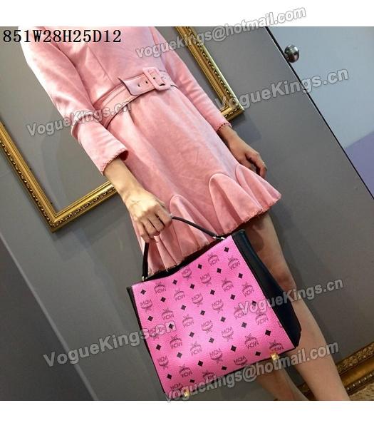 MCM Pink Litchi Veins Leather Small Shoulder Bag-4