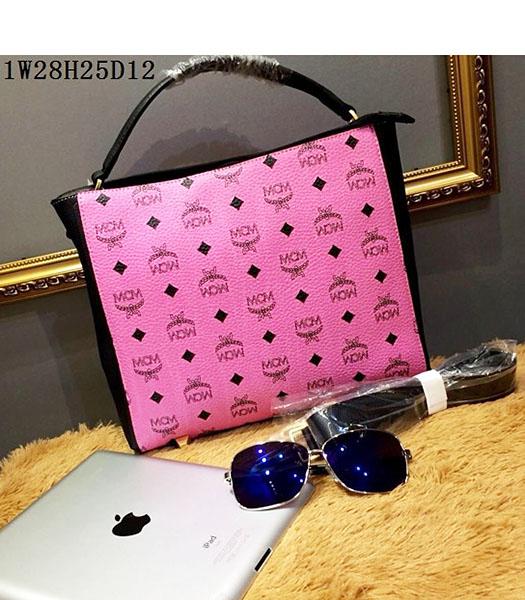 MCM Pink Litchi Veins Leather Small Shoulder Bag