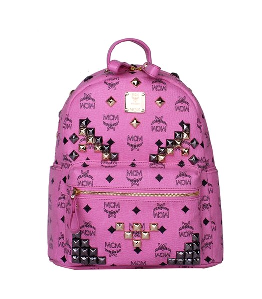 MCM Stark M Stud Small Backpack In Pink Leather